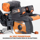 Evolution R255SMS-DB-Li Cordless 36V Li-Ion EXT Double Bevel Sliding Mitre Saw With 255mm Multi-Material Cutting Blade