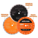 Evolution 255mm Segmented Edge, 22.2mm Bore, Concrete, Stone, Brick Cutting General Purpose Diamond Blade - Evolution Power Tools UK