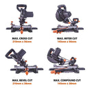 Evolution R185SMS+ 185mm Sliding Mitre Saw With TCT Multi-Material Cutting Blade (230V) - Evolution Power Tools UK