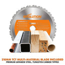Evolution R210SMS+ 210mm Sliding Mitre Saw With TCT Multi-Material Cutting Blade - Evolution Power Tools UK