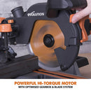 Evolution R210SMS+ 210mm Sliding Mitre Saw With TCT Multi-Material Cutting Blade - Evolution Power Tools UK