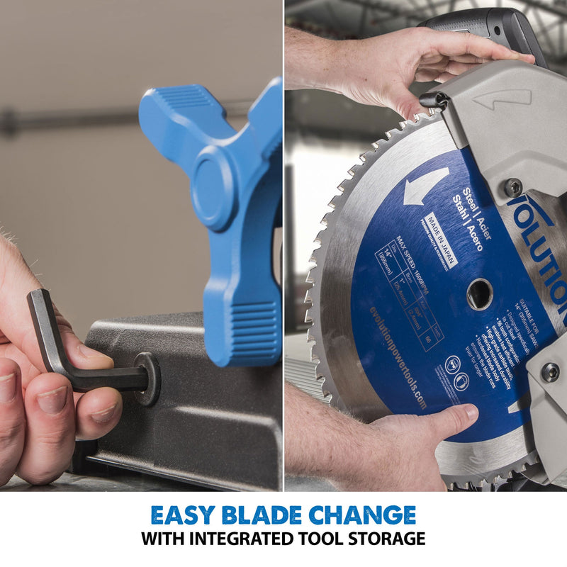 Evolution S355CPS 355mm Chop Saw With Mild Steel Cutting TCT Blade - Evolution Power Tools UK