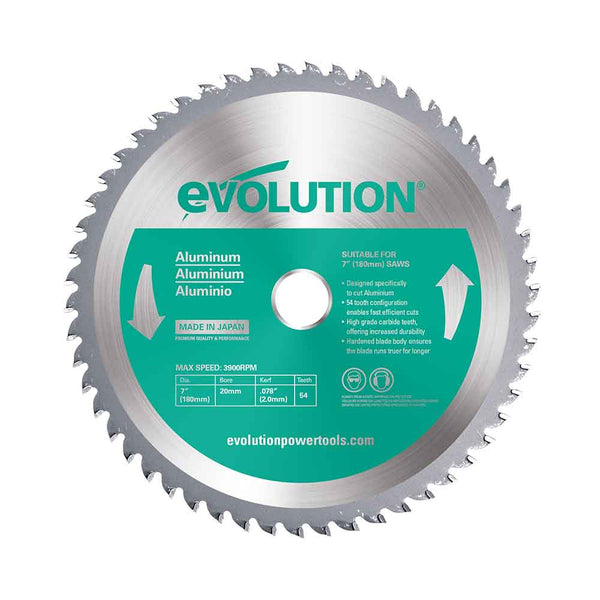 Evolution 180mm Aluminium Cutting 54T TCT Circular Saw Blade
