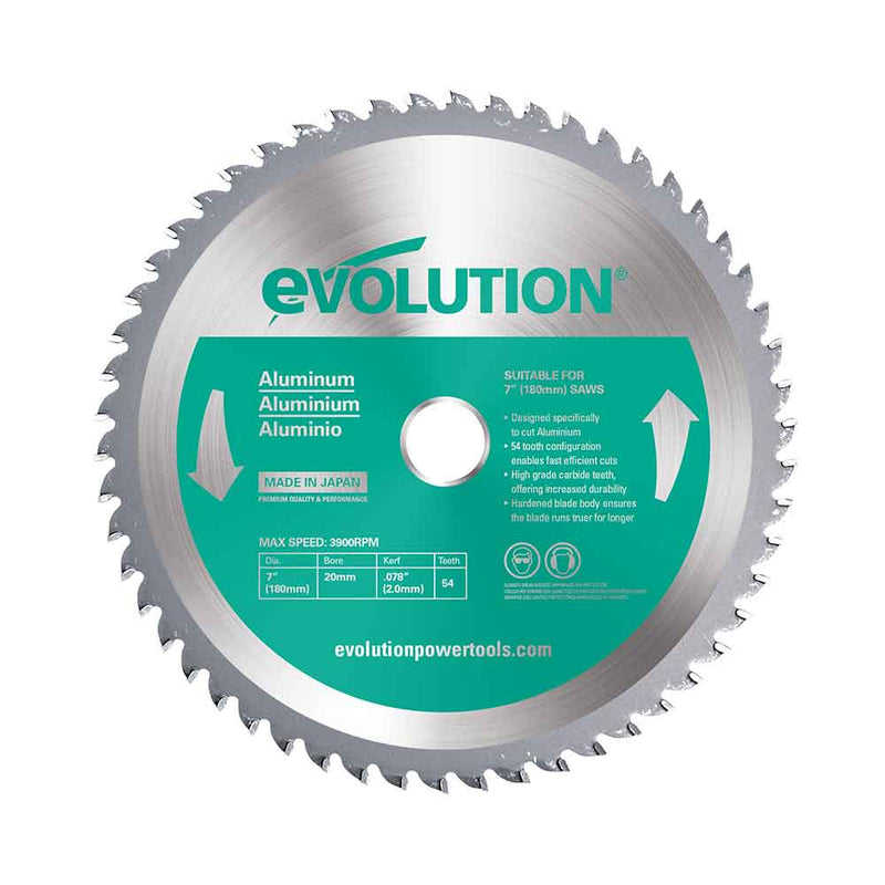 Evolution 180mm Aluminium Cutting 54T TCT Circular Saw Blade