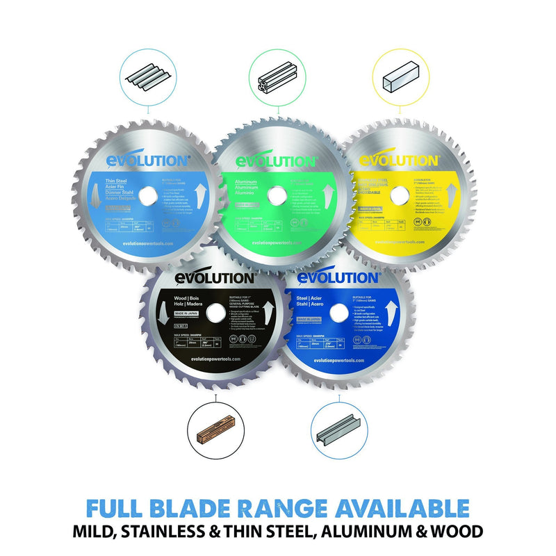 Evolution 180mm Thin Steel Cutting 68T Blade - Evolution Power Tools UK