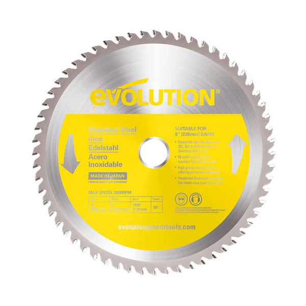 Evolution 230mm Stainless Steel Cutting 60T TCT Circular Saw Blade