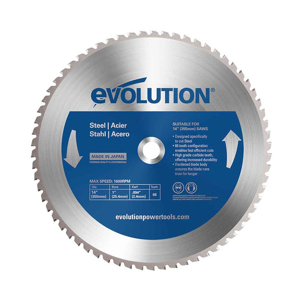 Evolution 355mm Mild Steel Cutting 66T TCT Chop Saw Blade