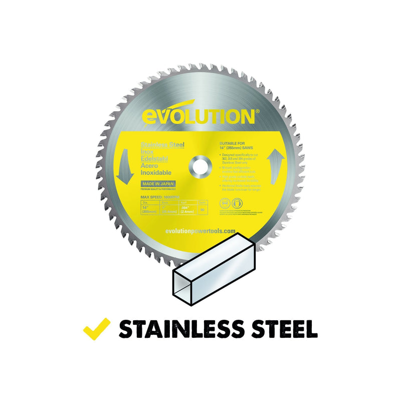 Evolution 355mm Stainless Steel Cutting 90T Blade - Evolution Power Tools UK