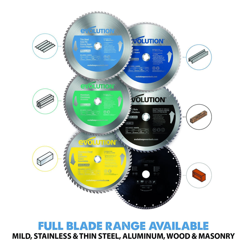 Evolution 355mm Thin Steel Cutting 90T Blade - Evolution Power Tools UK