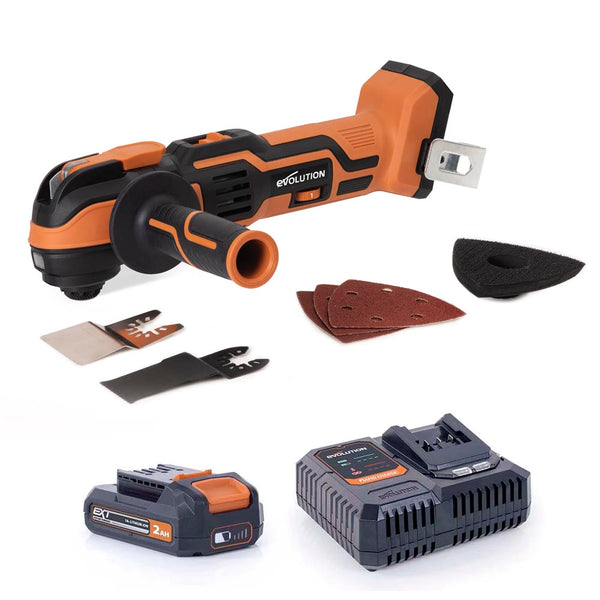 Evolution Cordless R18MLT-Li Multi-Tool 18v Li-Ion EXT With 2Ah Battery & Charger - Evolution Power Tools UK