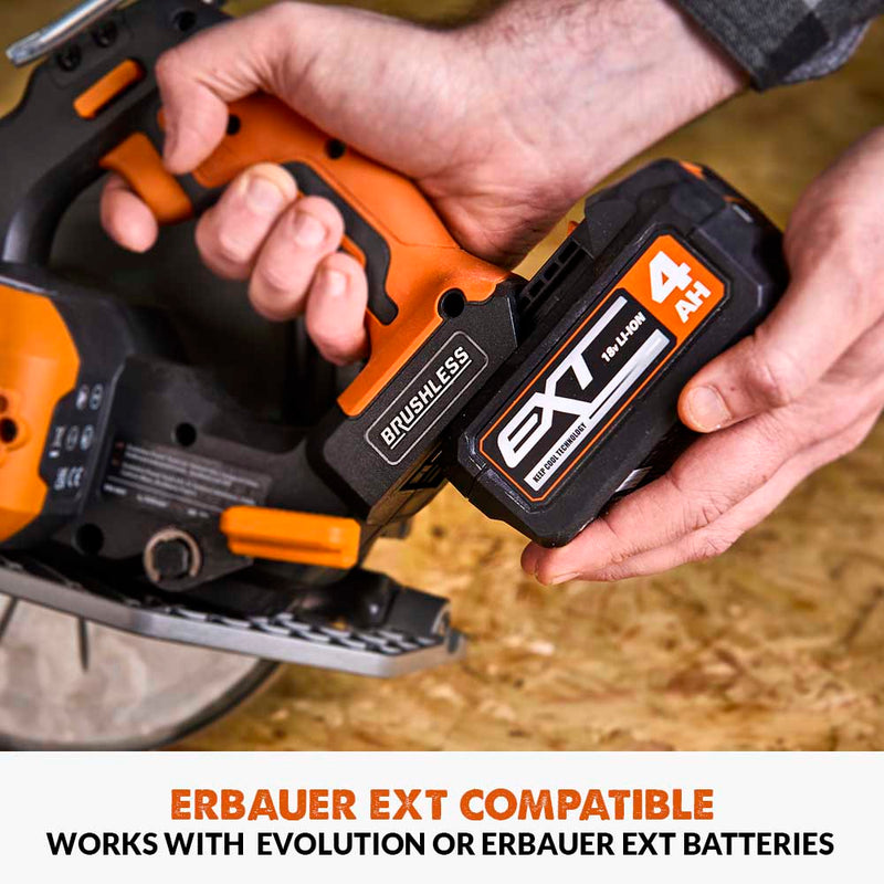 Evolution R185CCS-Li Cordless, Brushless 18v Li-Ion EXT Circular Saw With 185mm TCT Multi-Material Cutting Blade