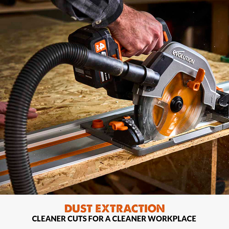 Evolution Cordless R185CCSX-Li 185mm Track Compatible Circular Saw 18v Li-Ion EXT Inc Multi-Material Blade - Evolution Power Tools UK