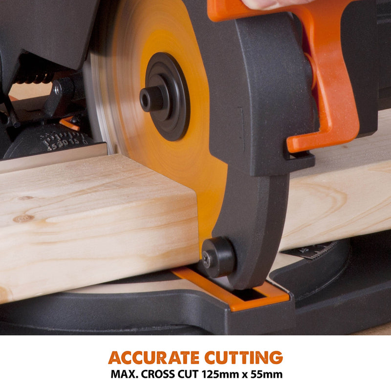 Evolution R210CMS - 210mm Compound Mitre Saw With TCT Multi-Material Cutting Blade - Evolution Power Tools UK