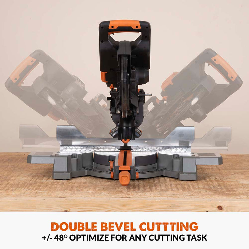 Evolution R255SMS-DB-Li Cordless 36V Li-Ion EXT Double Bevel Sliding Mitre Saw With 255mm Multi-Material Cutting Blade