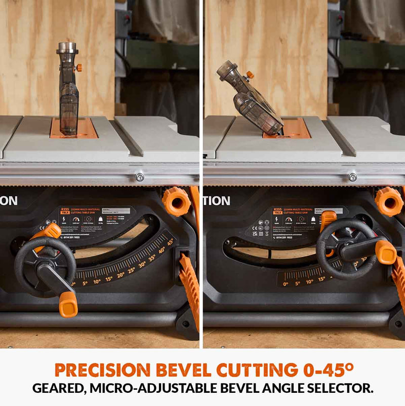 Evolution R255TBL (230V) Table Saw With 255mm Multi-Material Cutting Blade