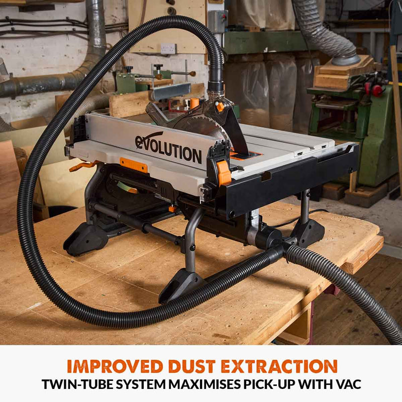 Evolution R255TBL+ (230V) Table Saw With 255mm Multi-Material Cutting Blade