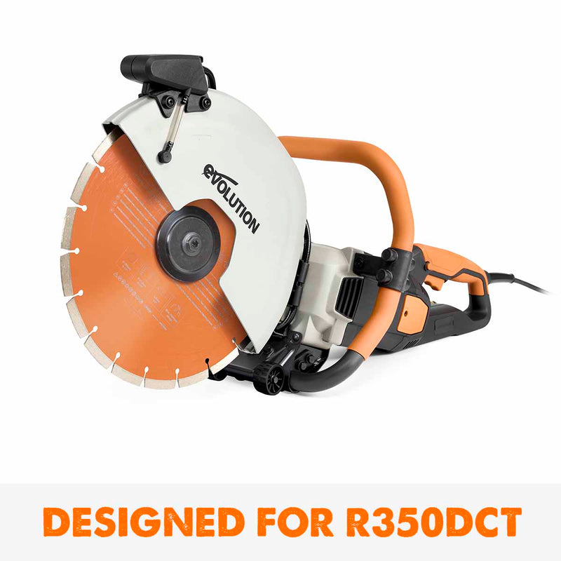 Evolution 350mm Premium Diamond Disc Cutter Blade With High Diamond Concentration, Segmented Edge and 22.2mm Bore