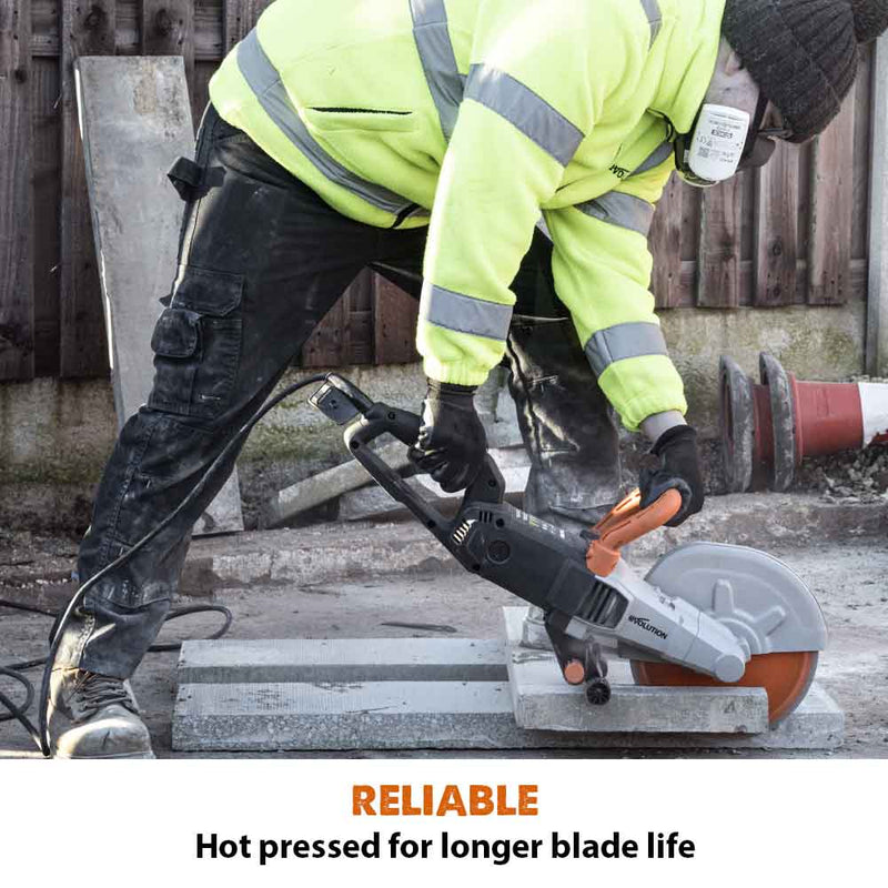 Evolution 230mm, Premium Diamond Disc Cutter Blade With High Diamond Concentration, Segmented Edge and 22.2mm Bore - Evolution Power Tools UK