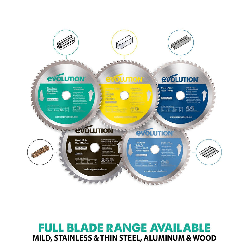 Evolution 255mm Aluminium Cutting 80T Blade - Evolution Power Tools UK