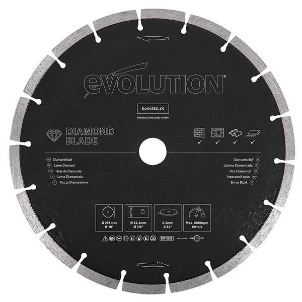 Evolution 255mm Segmented EdgeDiamond Disc Cutter Blade