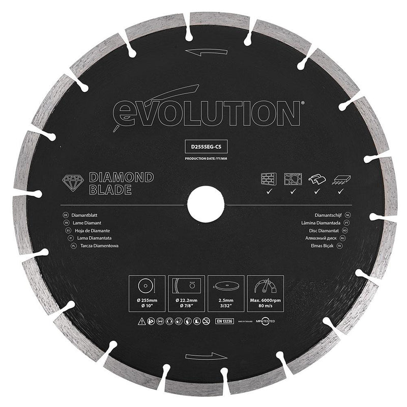 Evolution 255mm Segmented EdgeDiamond Disc Cutter Blade