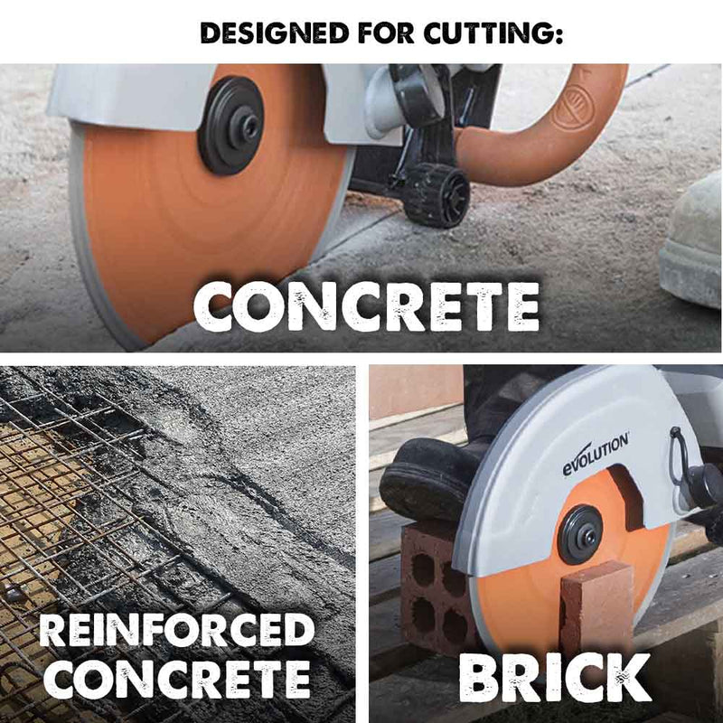 Evolution 300mm Premium Diamond Disc Cutter Blade With High Diamond Concentration, Segmented Edge and 22.2mm Bore - Evolution Power Tools UK