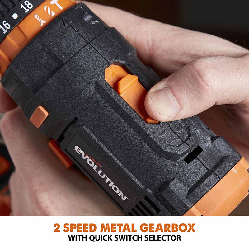 Evolution Cordless R13CMB-Li Combi Drill Driver 18v Li-Ion EXT With 2Ah Battery & Charger - Evolution Power Tools UK