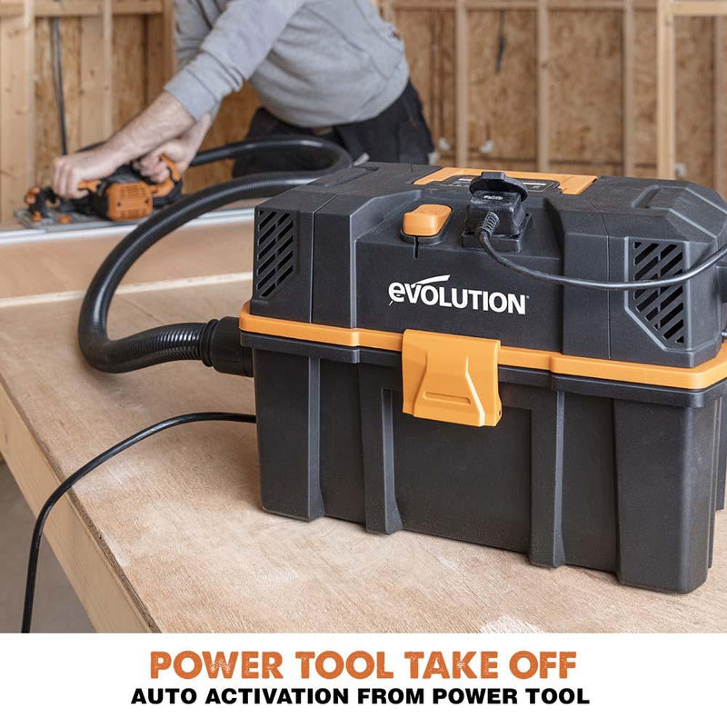 Evolution R15VAC 1000 Watt Wet & Dry Workshop Vacuum Cleaner With Power Take-off - Evolution Power Tools UK