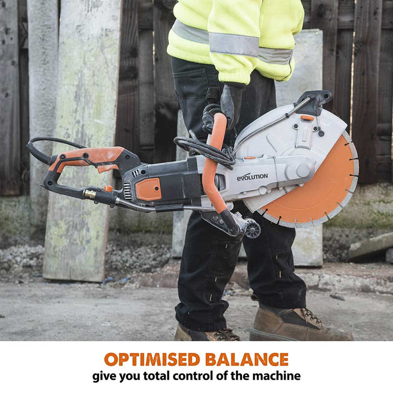 Evolution R300DCT+ 300mm 12" Electric Disc Cutter Concrete Saw with Water Fed Dust Suppression and Premium Diamond Blade - Evolution Power Tools UK