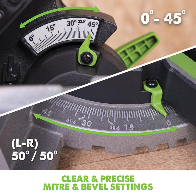 Evolution F210SMS 210mm Sliding Mitre Saw With TCT Multi-Material Cutting Blade (230v) - Evolution Power Tools UK