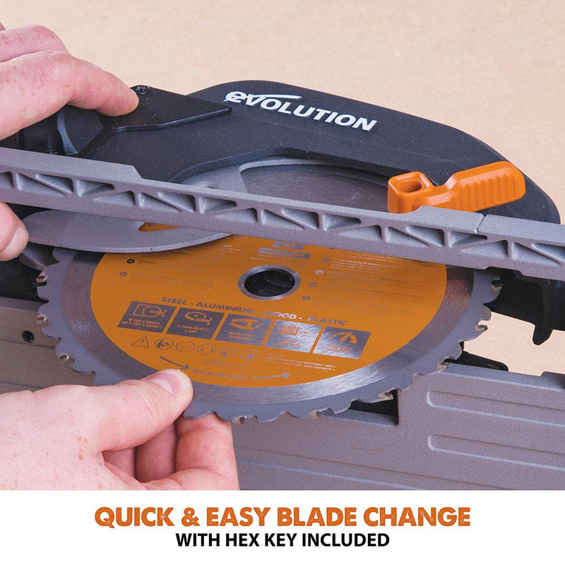 Evolution R185CCS 185mm Circular Saw with TCT Multi-Material Cutting Blade - Evolution Power Tools UK
