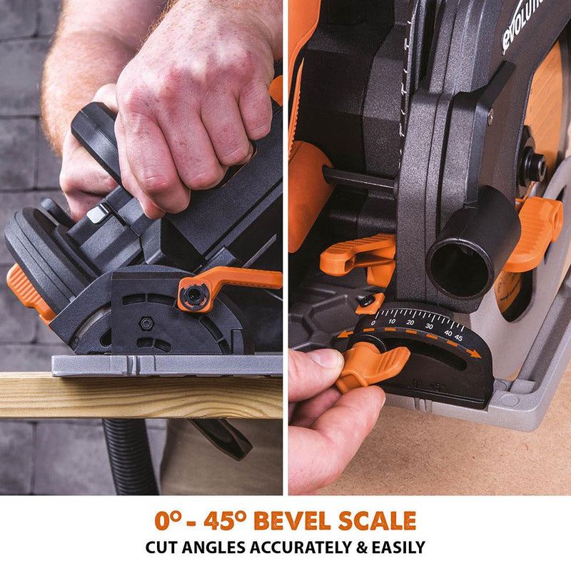 Evolution R185CCSX+ 185mm Circular Saw with TCT Multi-Material Cutting Blade - Evolution Power Tools UK