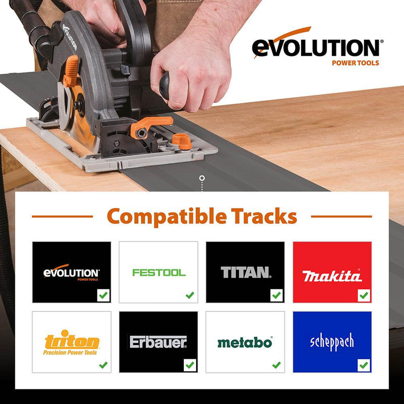 Evolution R185CCSX 185mm Circular Saw with 1020mm Track and TCT Multi-Material Cutting Blade - Evolution Power Tools UK