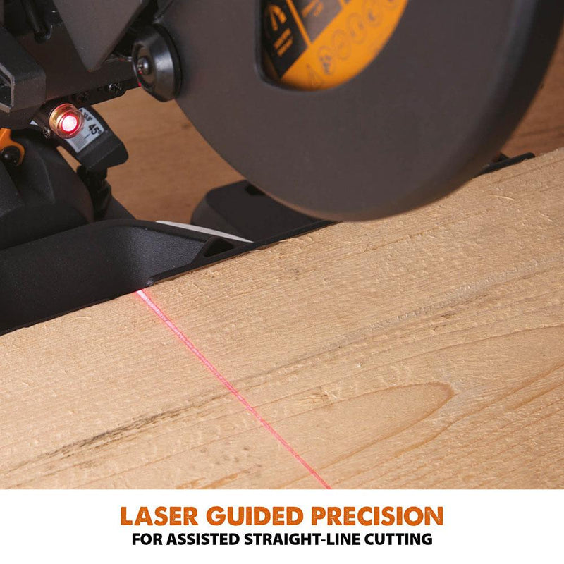 Evolution R210SMS+ 210mm Sliding Mitre Saw With TCT Multi-Material Cutting Blade - Evolution Power Tools UK
