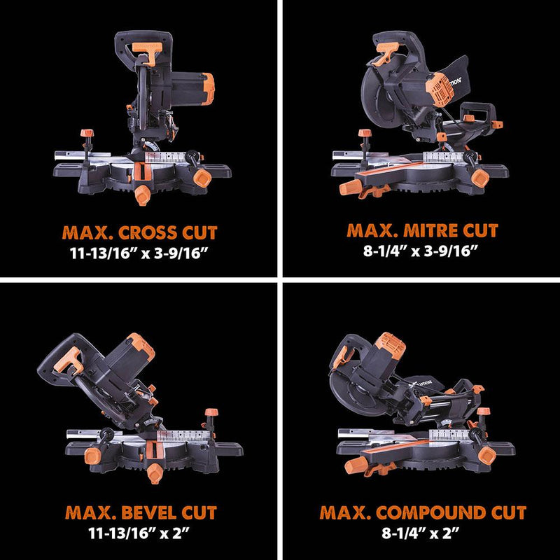 Evolution R210SMS-300+ Sliding Mitre Saw With TCT Multi-Material Cutting Blade - Evolution Power Tools UK