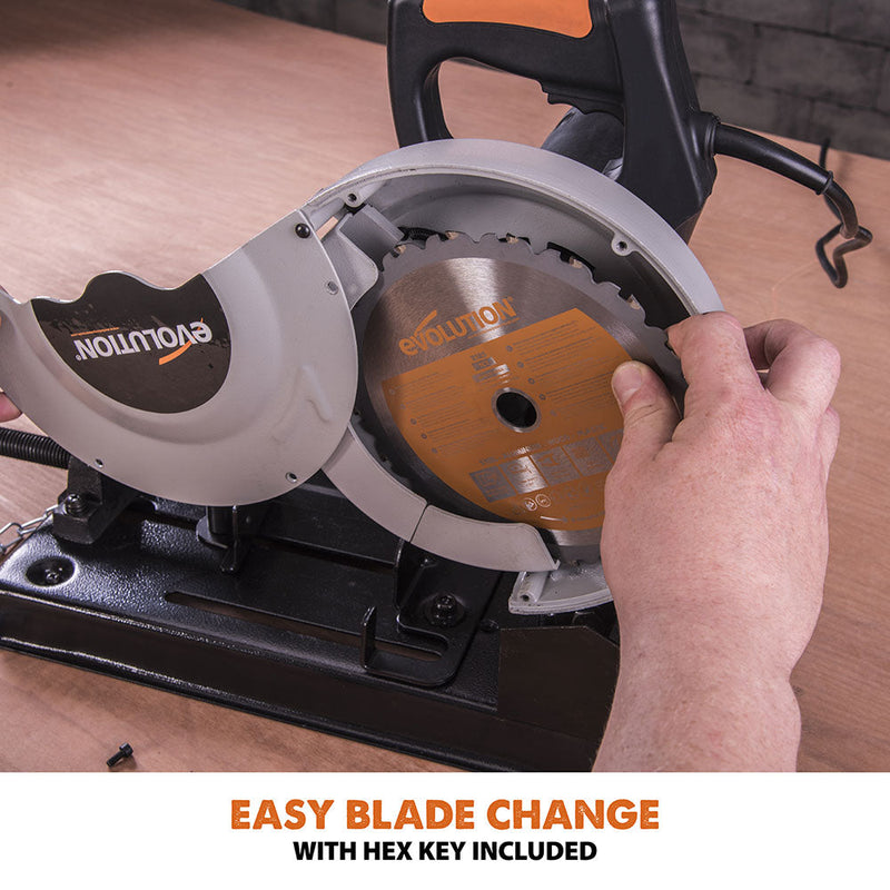 Evolution RAGE4 - 185mm Chop Saw with TCT Multi-Material Cutting Blade - Evolution Power Tools UK